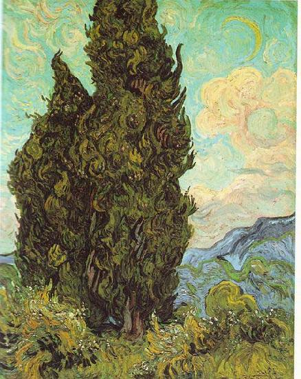 Vincent Van Gogh Cypresses oil painting picture